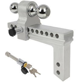 LSAILON 10" Adjustable Aluminum Trailer Hitch 2" Receiver Dual Ball Mount Drop/Rise Lock - Durable Design