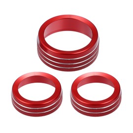 A ABSOPRO AC Knobs Decals AC Radio Switch Knob Cover for Dodge Durango 2014-2020 for Jeep Cherokee Grand Cherokee 2014-2021 Red (Set of 3)