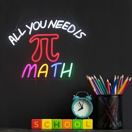 All You Need Is Math Neon Sign, Math Lover Led Neon Light, Bookish LED Signs, Classroom Study room Decorative Lights, Kid's Room Decor,Game Room Wall Art Decorations Christmas Birthday Gifts