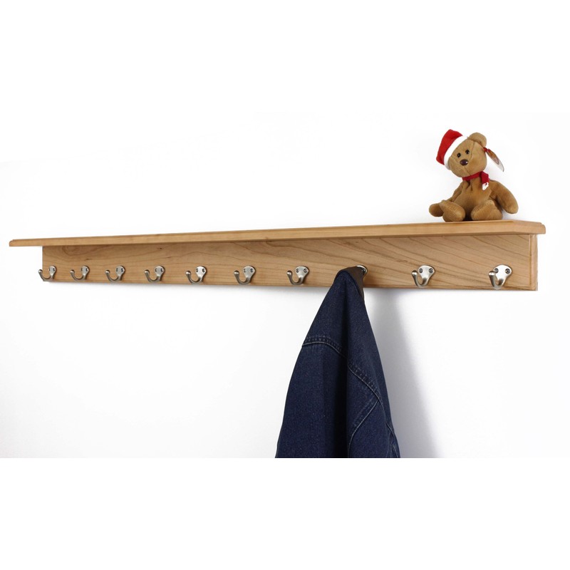 PegandRail Solid Cherry Shelf Coat Rack with Satin Nickel Single