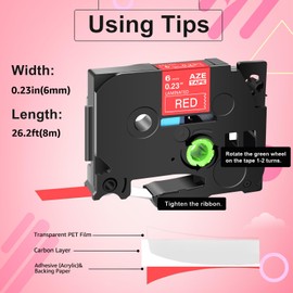 4 Pack 6mm TZe-415 Label Tape Compatible for Brother P-Touch 1/4" (0.23") TZe-415, 26.2 Ft White on Red for Brother Label Maker PT-D210 PT-D220 PT-H110 PT-D400 Indoor or Outdoor Use Water Resistant