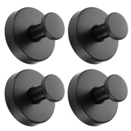 Gooandi Suction Cup Hooks, Pack of 4 Towel Holders with Suction Cup, Towel Hooks, Black Suction Cups, Reusable Suction Hooks, Extra Strong, Waterproof Suction Cup Hooks for Bathroom and Kitchen