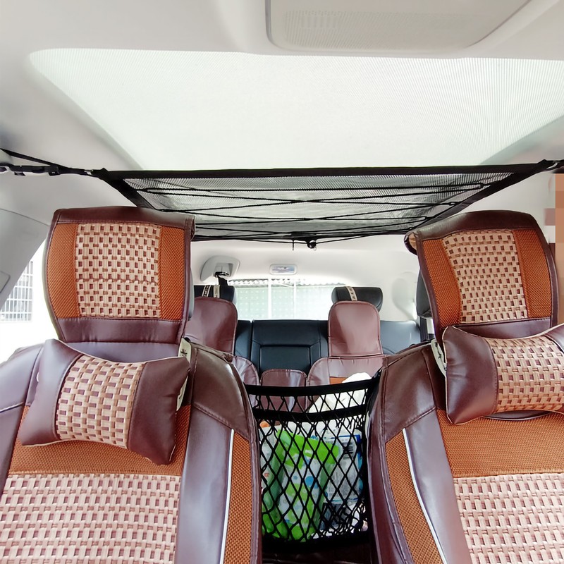 Car Roof Hanging Net Double Layer Overhead Roof Top Bag