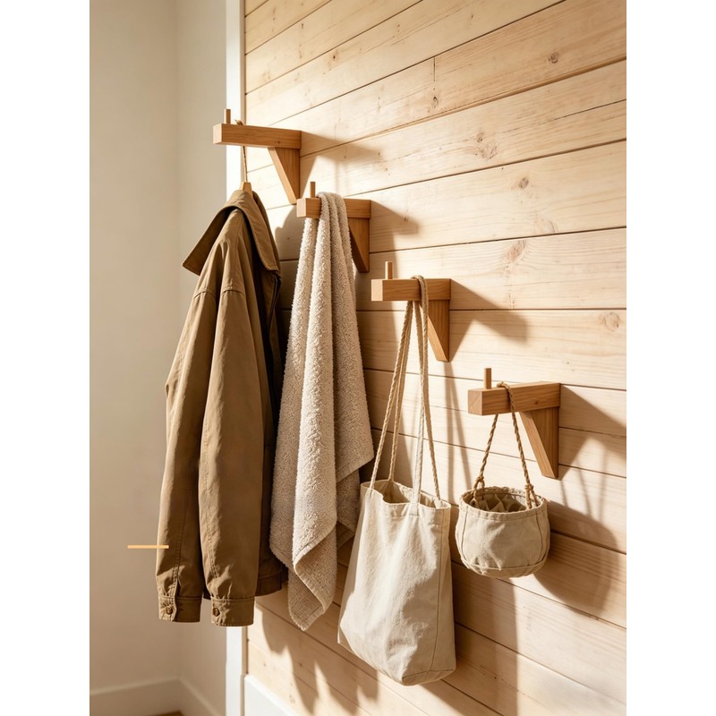 Wooden Wall Mount Bracket Hook, Multi Purpose Hanging Plant Pot