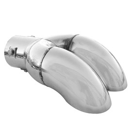 Double Exhaust Trim Tailpipe Exhaust Stainless Steel Sport Round Sport Exhaust Universal Chrome Tuning Double Trim Silencer Rustproof AutoHobby