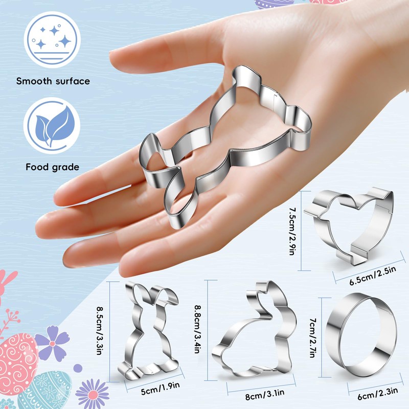 JIAWWAN Easter Cookie Cutters, Set of 4 Stainless Steel Cookie
