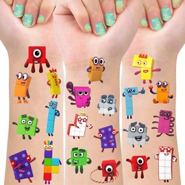 4 Sheets Number Temporary Tattoos for Kids, Video Game Birthday Party Supplies Video Game Party Favors for Boys Girls Kids Birthday Decorations Tattoos Stickers Party Game Gifts
