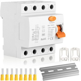 FI Circuit Breaker Type B 40A 30mA 4-Pin - High Performance Residual Current Circuit Breaker All-Current Intensive for Wall Boxes and Charging Stations, Reliable RCD Switch Automatic Fuse