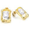 Stylish Gold Tone Statement Stud Earrings Twisted Square Frame with