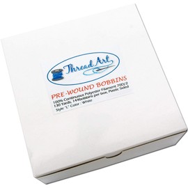 Threadart Prewound Embroidery Bobbins- 144 Count Per Box - Plastic Sided White - L Style - 8 Options Available
