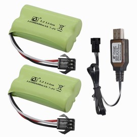 Cecicebb 7.4V 600mAh Rechargeable Li-ion Battery SM-3P for G03060R New Version Amphibious RC Trucks C60 Battery with USB Charger