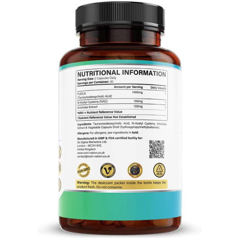 Tudca Supplement 1600mg | 99.2% Pure 1400mg TUDCA, 100mg Artichoke