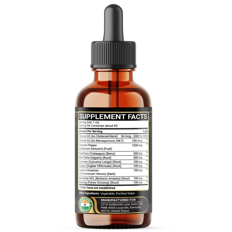 Penhoment 10in1 Cayenne Pepper Liquid Drops + Hawthorn Berry, Vitamin