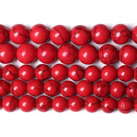 60 piezas de cuentas de piedra natural de 6 mm, cuentas sueltas de gema de turquesa roja redonda para hacer joyas, cristales de energía con poder curativo, pulseras DIY