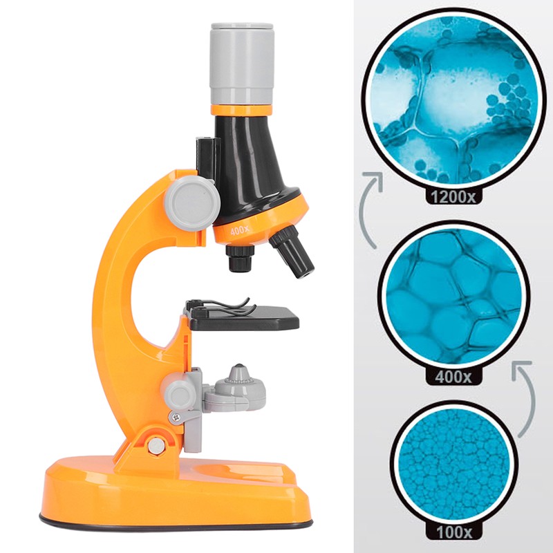 Kids Microscope Kit LED 1200X Microscope with Specimen Slides Science