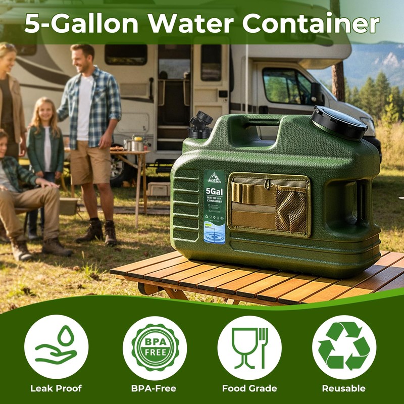 YOSN 5 Gallon Water Jug, Camping Water Container, BPA Free