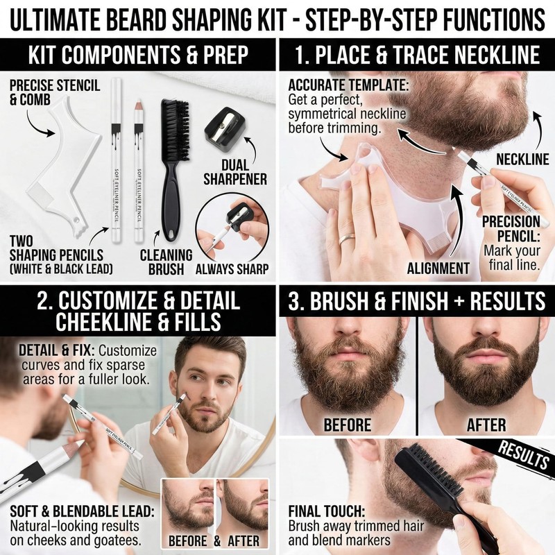 YTAXYZWR Set 5 Pezzi per Modellare Barba e Linee dei