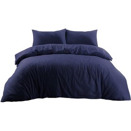 GMTEXTILES 100% polyCotton Bedding Duvet Cover Sets. (Single, Navy)