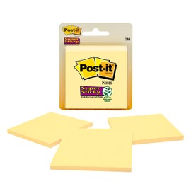 Post-it 3321-SSCY Super Sticky Notes, 3 x 3", Canary Yellow, 3 Pads/Pack