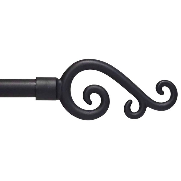 Urbanest Adjustable Scroll Finial Curtain Drapery Rod Set, 5/8-inch (Black,84"-120")