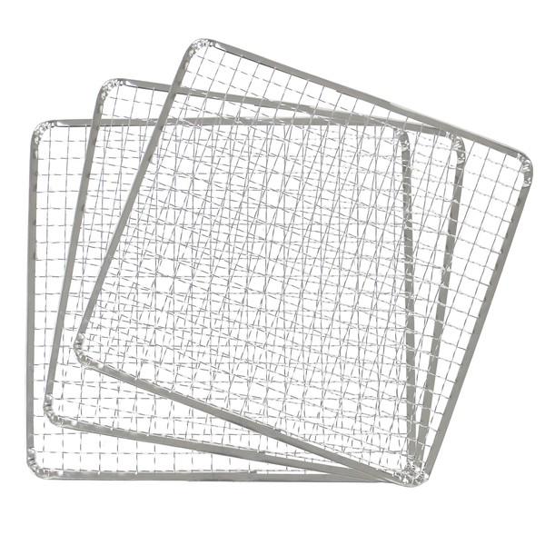 CAPTAIN STAG M-6618 All-Purpose Barbecue Net Square Grilling 9.8 x 9.8 inches (250 x 250 mm), Set of 3, Charcoal Grilling Ichiban