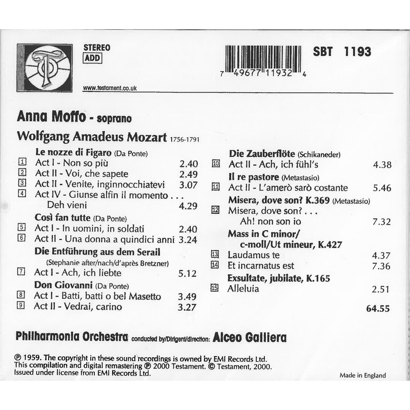 Mozart-Arien (Aufnahmen 1958)