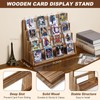 Emfogo Card Display Stand, 4-Tier Trading Card Display, Wooden Graded
