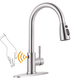 Touchless Kitchen Faucet Stainless Steel: WOWOW Smart Motion Sensor Kitchen Sink Faucet with Sprayer, Stainless Steel Kitchen Faucet for Sink 1 or 3 Hole Brushed Nickel Single Handle Kitchen Tap
