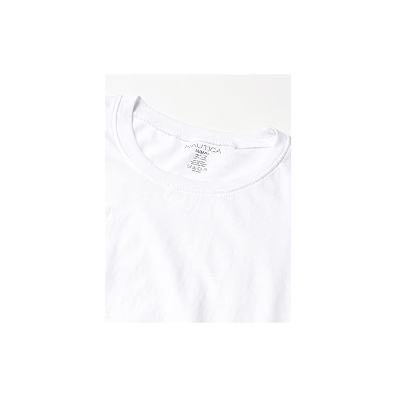 Nautica Men's 4 Pack Cotton Crew Neck T-Shirts, White, Medium