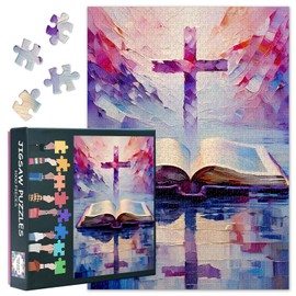 Cross Challenging 1000 Piece Jigsaw Puzzles for Adults - 27.5x19.7 Inch Difficult Puzzle Christian Art, Family Educational Games & Home Decor Gift (Bible Series)