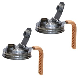 2-Pack Stainless Steel Wide Mouth Mason Jar Pour Spout Lids with Handle, Leak-Proof and Airtight for Home Brewing, Fermenting and Drinking