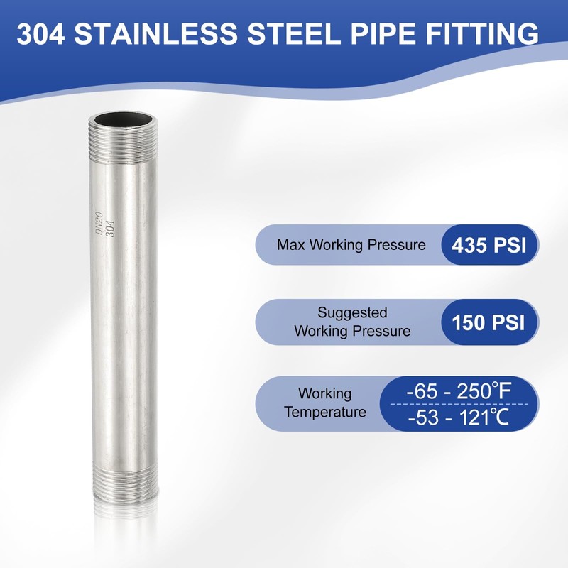 PATIKIL 304 Stainless Steel Pipe Fitting, 2 Pack 3/4" BSP