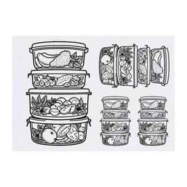 4 x 'Food Storage' Temporary Tattoos - Water Resistant, Skin-Safe, Non-Toxic Transfers, Mixed Sizes (TO00078704)
