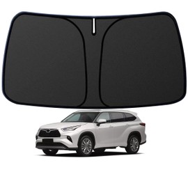 for Highlander L LE XLE Limited Platinum 2020-2024 2025 Sun Shade Windshield, Custom Fit Foldable Front Window Sunshade Sun Visor 400D Retractable Protector Car Accessories, Block UV Rays