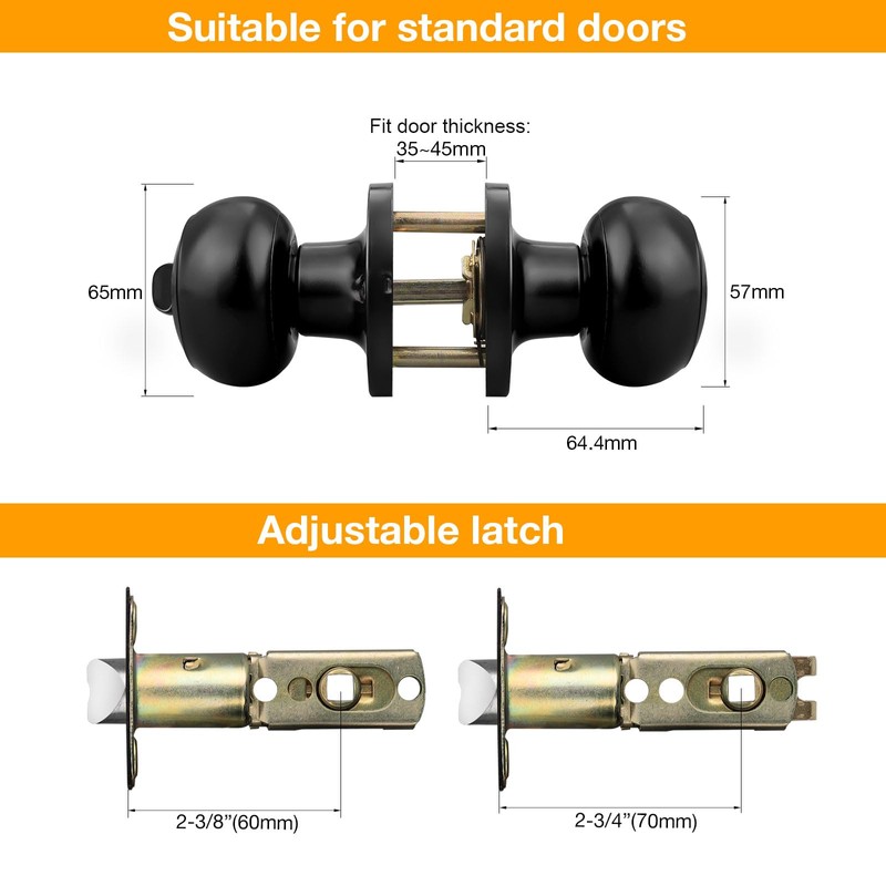 Gobrico 2 Pack Keyed-Alike Exterior Door Knobs with Key Matte