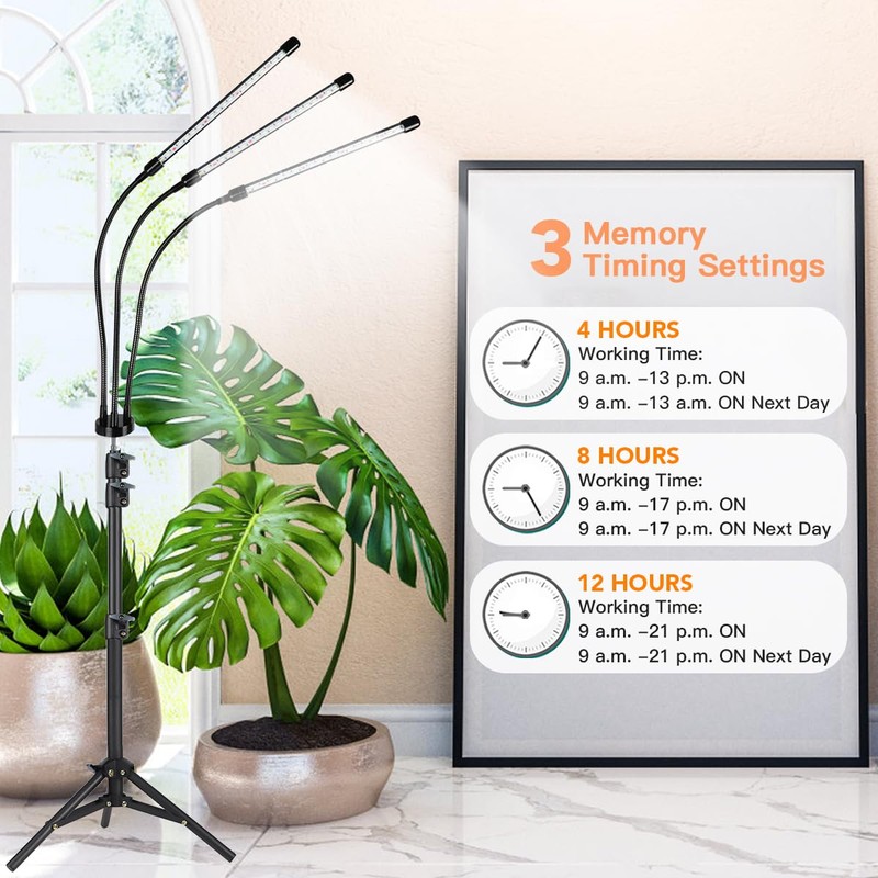 GHodec Grow Light with Stand, 60 LED 5500K Full Spectrum