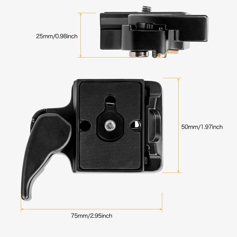 Koolehaoda Camera Quick Release Plate Clamp Adapter with 1/4"-3/8" Screw