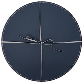 Creative Tops Round Placemats, Faux Leather, Grey/Navy, 29 cm, Set of 4 Table Mats