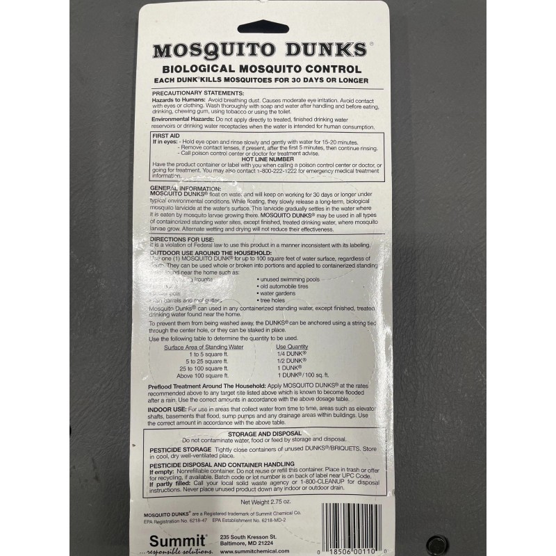 Summit CASE OF 12 Summit Solutions Mosquito Dunks, 6-Pack x