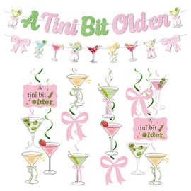 GDCELPA A Tini Bit Older Birthday Decorations Coquette Banner Pink Bow Garland Party Supplies for Girls