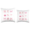 Pink Bow Cute Coquette Beach Clean Girl Aesthetic Throw Pillow