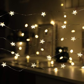 Sunshine smile Fairy Lights Star Curtain Warm White Light Curtain Christmas Window