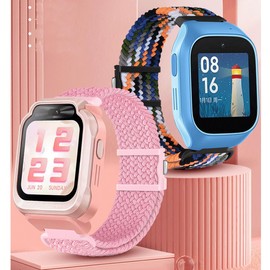 Tznzxm Compatible with JrTrack 5 Kids Smart Watch Bands, New Braided Stretchy Replacement Band Adjustable Soft Pattern Wristband Straps for JrTrack 4 Kids Smart Watch by Cosmo 1.4" Blue