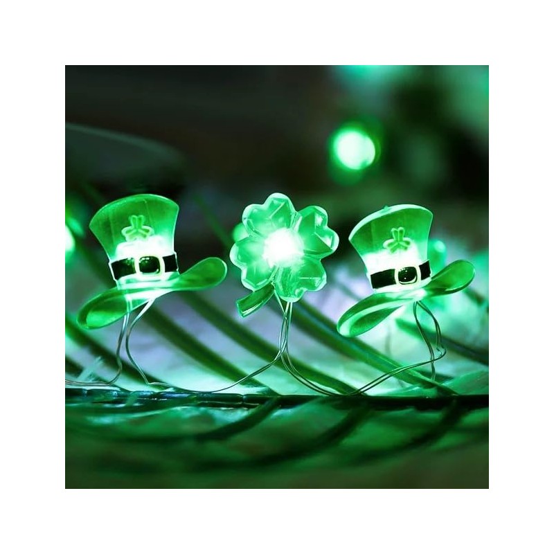HEZHFA St. Patrick's Day Four-Leaf 13FT 40 LEDs Clover String