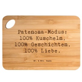 Mr. & Mrs. Panda Bambus - Schneidebrett Spruch Patenoma Modus - Geschenk, Liebe, Frühstücksbrett, Humor, Hackbrett, Kreativität, Holzbrettchen,