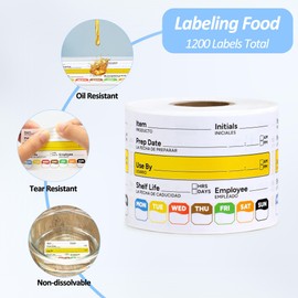 Restaurant Quality Shelf Life Food Rotation Labels Vinyl, 2” x 3” Self-Adhesive Removable Freezer Food Label, Perfect for Reusable Containers, Easy to Remove, Food Safety Date Sticker (4 Pc)