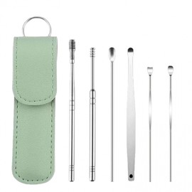 Portable Premium 6-Piece Ear Pick Set Green 7ea