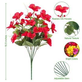 Ouddy Decor 8 Bundles Artificial Hibiscus Flowers for Outdoors Decoration, Faux Silk Flowers Bouquet UV Resistant Fake Plants for Garden Porch Patio Vase Box Planter Indoor Outdoor Home Decor, Mixed