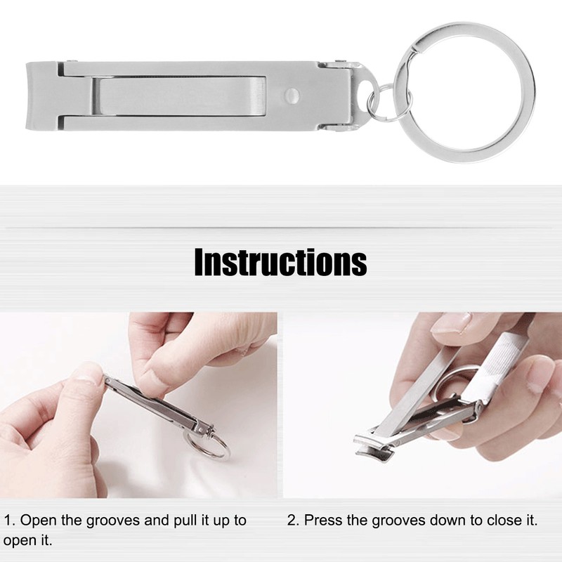 Portable Stainless Steel Nail Clipper Foldable Nail Cutter Trimmer File