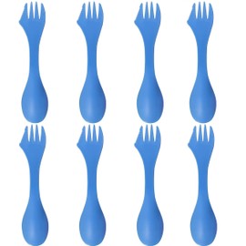 Utility Spork 3-in-1 Combo Spoon-Fork-Knife Camping Utensil (8 pack, Blue)